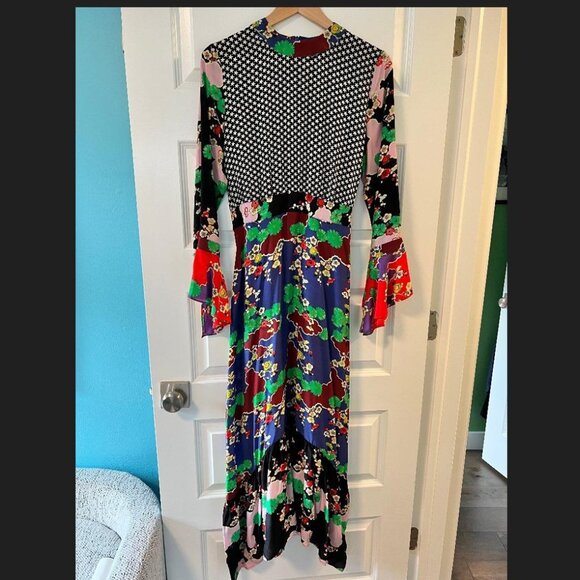 RIXO Dresses & Skirts - Rixo London Long Sleeve 100% Silk Dress